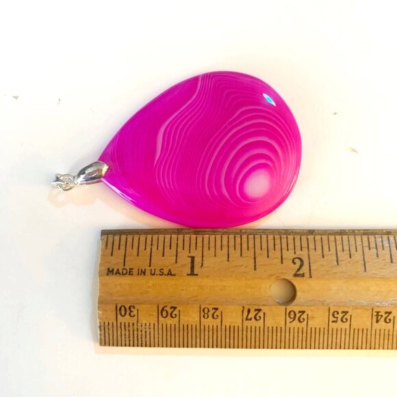 Pink Agate Necklace Pendant Gemstone Sterling Silver Crystal Pendant Boho - Picture 4 of 5